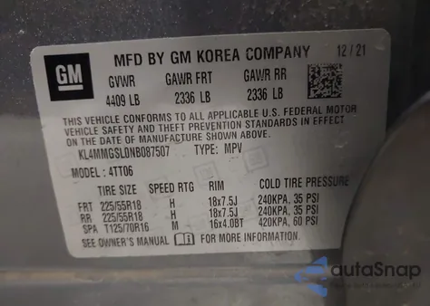 2022 Buick Encore Gx Awd Essence from USA, damaged, VIN KL4MMGSL0NB087507